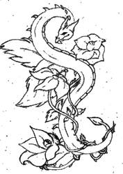 Tattoo-Dragon in flowers