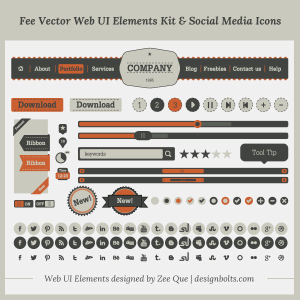 Fee Vector Simple Web UI Elements Kit