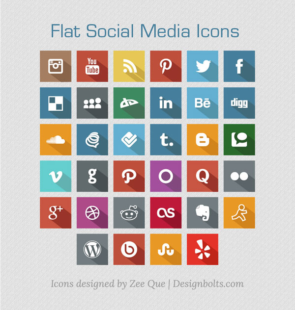 Flat Free Social Media Icons 2013