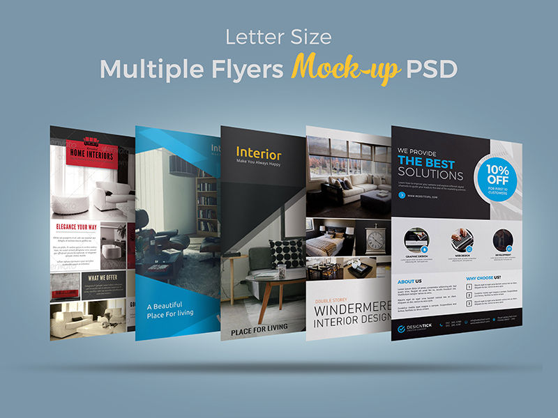 Free Multiple Flyers Mock-up PSD by Designbolts on DeviantArt