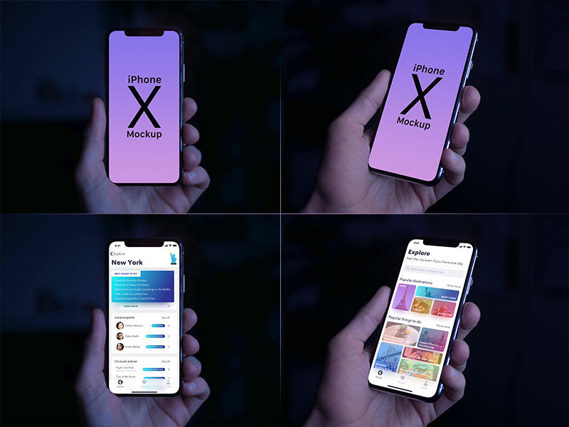 Free iPhone X In Male Hand Photo Mockup PSD
