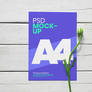 Free A4 Flyer With Flower Mockup PSD