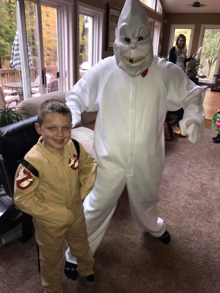 Rowan and a junior Ghostbuster.