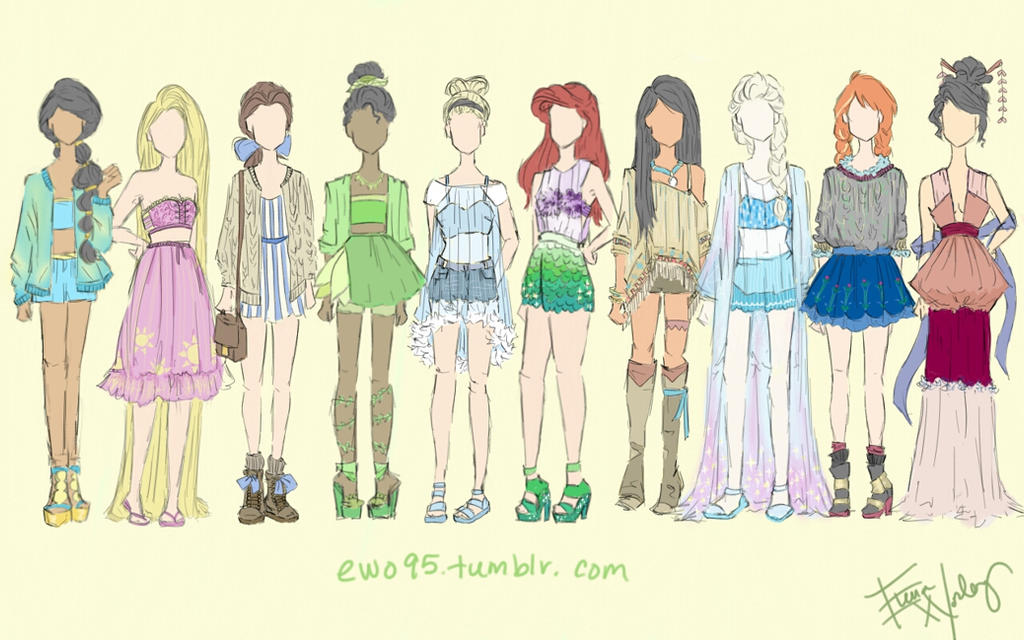 Disney Princess: Summer Fashion by Ellphie on DeviantArt