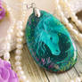 Hippocamp/kelpie - handmade painted stone pendant
