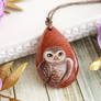 Desert owl - handmade painted stone pendant