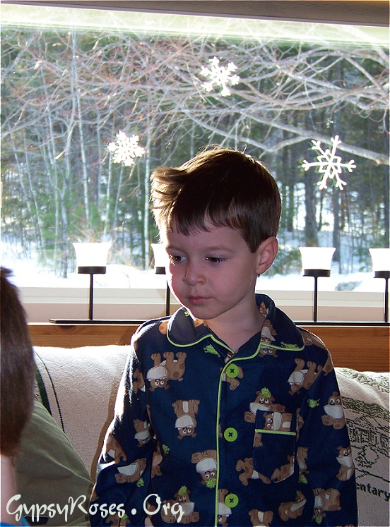 Backlit Nephew with Snowflakes