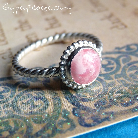 Rhodochrosite Stack Ring in SS