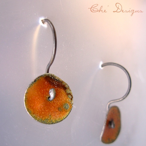 Orange Enamel Splat Earrings