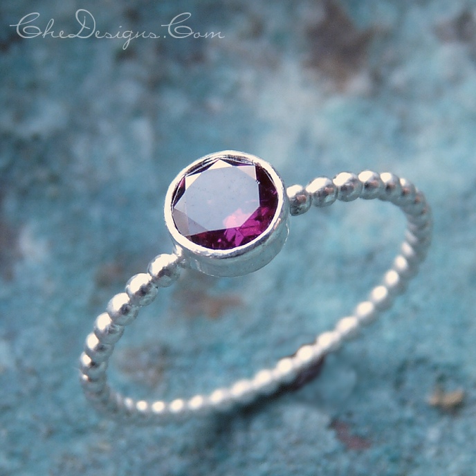 Rhodolite Garnet Stacking Ring in SS