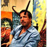 Clive Barker Wearing His Horns