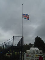 Union flag at half mast at the FMR 9-9-2022