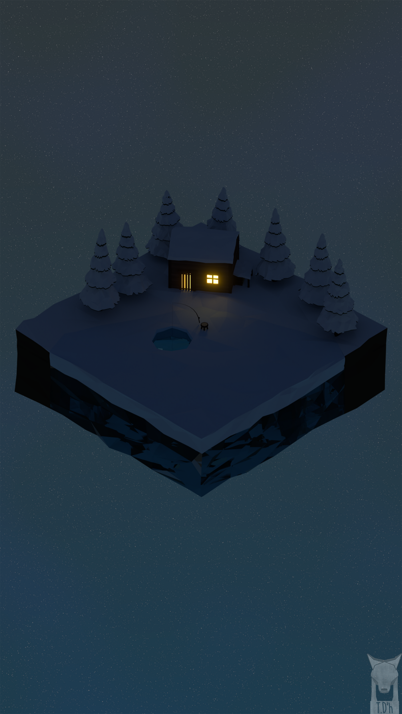 low poly - ice fishing