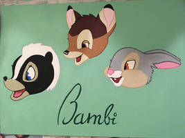 Flower, Bambi, and Thumper Painting