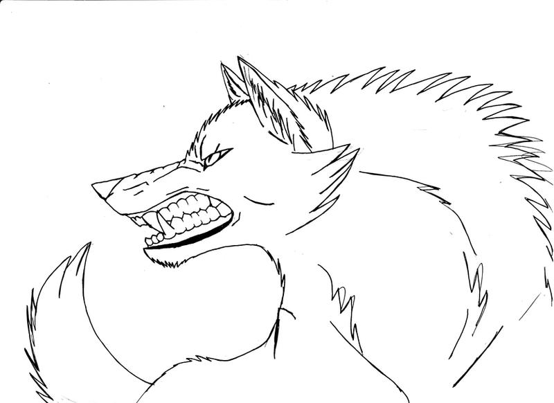 Wolf growl lineart