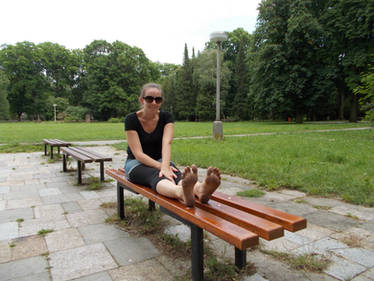 On the bench in the city park