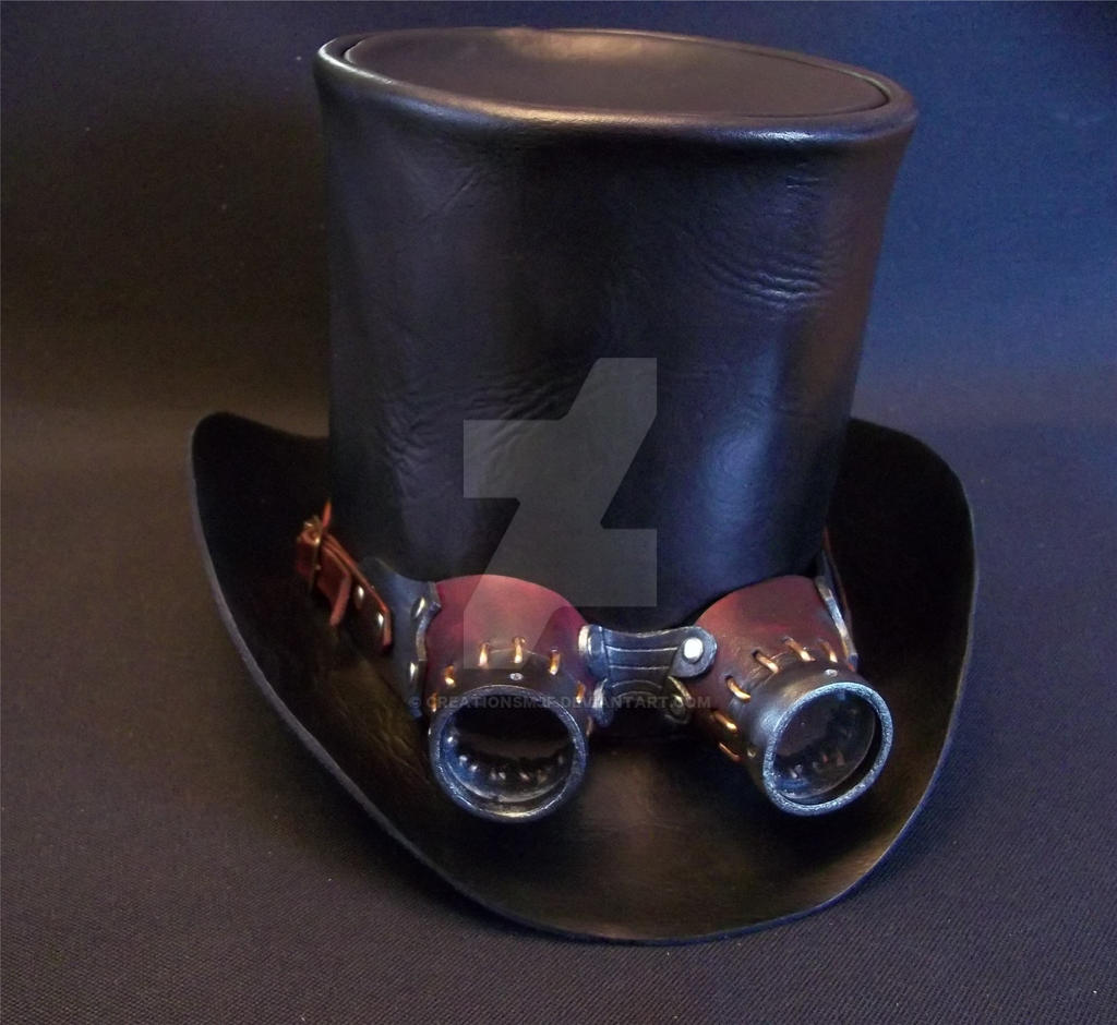 steampunk leather top hat with leather goggle by CreationsMJF on DeviantArt