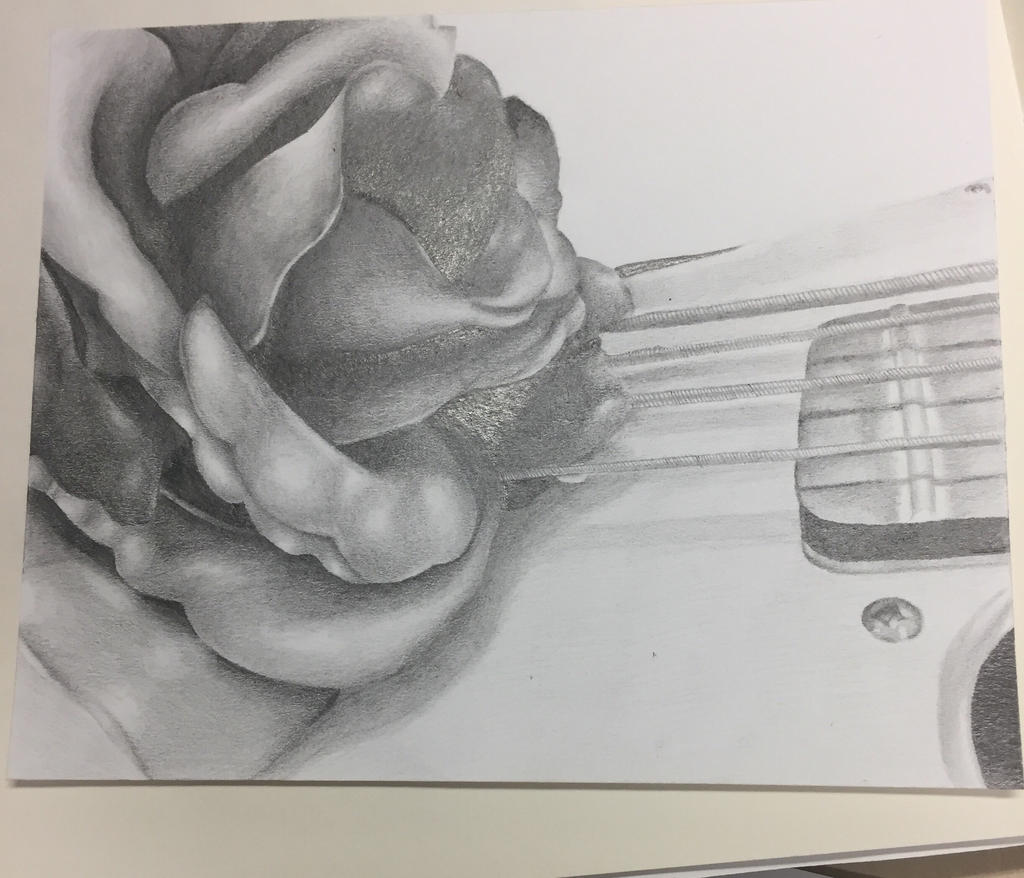 Rose On Electric Guitar Pencil Shade Drawing By Liviiv On