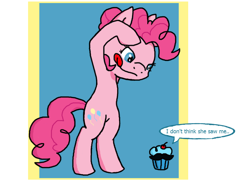 Pinkie Pie hunting a cupcake