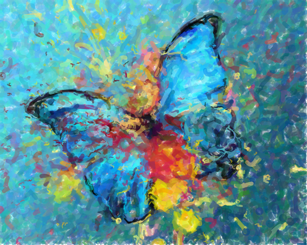 Oil Painting Blue butterfly