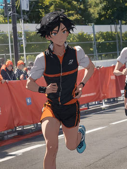 Cute guy running in a race