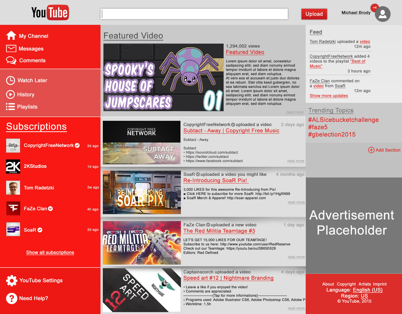 YouTube Layout Concept 2015 by tomrazorgfx on DeviantArt