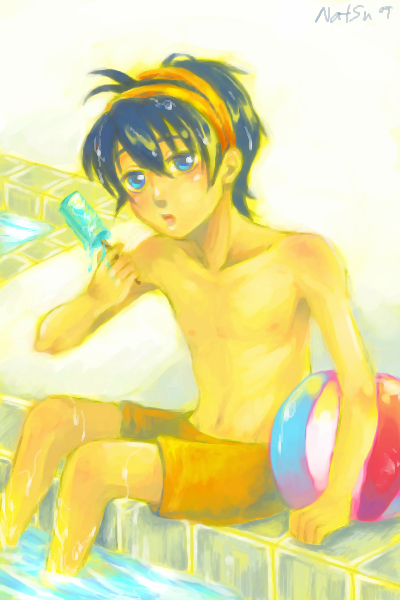 Narancia at the pool