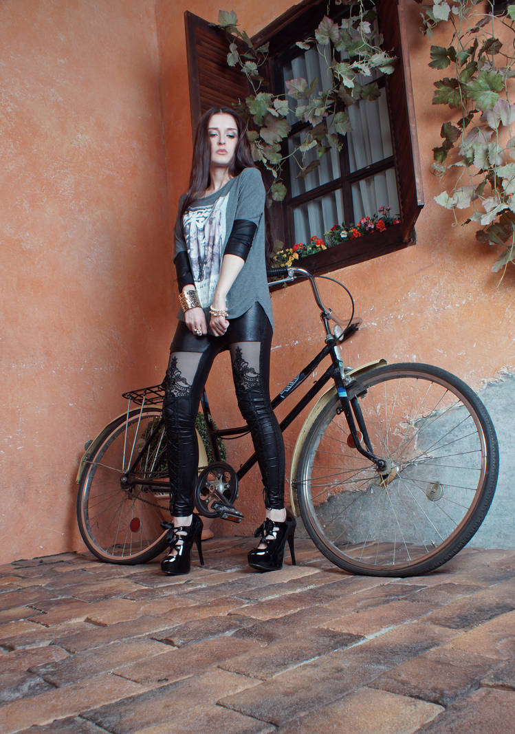Girl and bicycle by anettfrozen