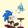 Sonic's tea break with Chao