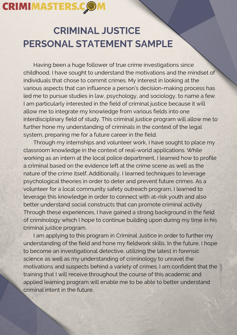 personal statement for criminology and law