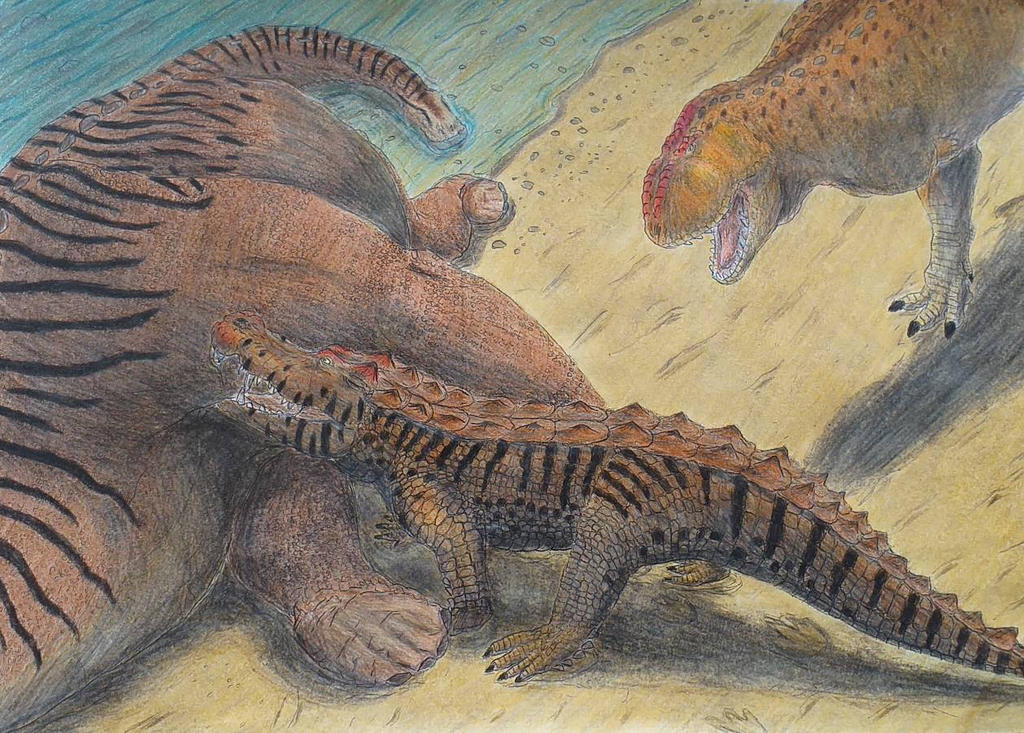 Nigersaurus Predators Kaprosuchus eating loser died Nigersaurus by RaresAnimals on DeviantArt