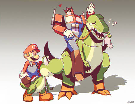 Optimus Mario and Yoshi Grimlock