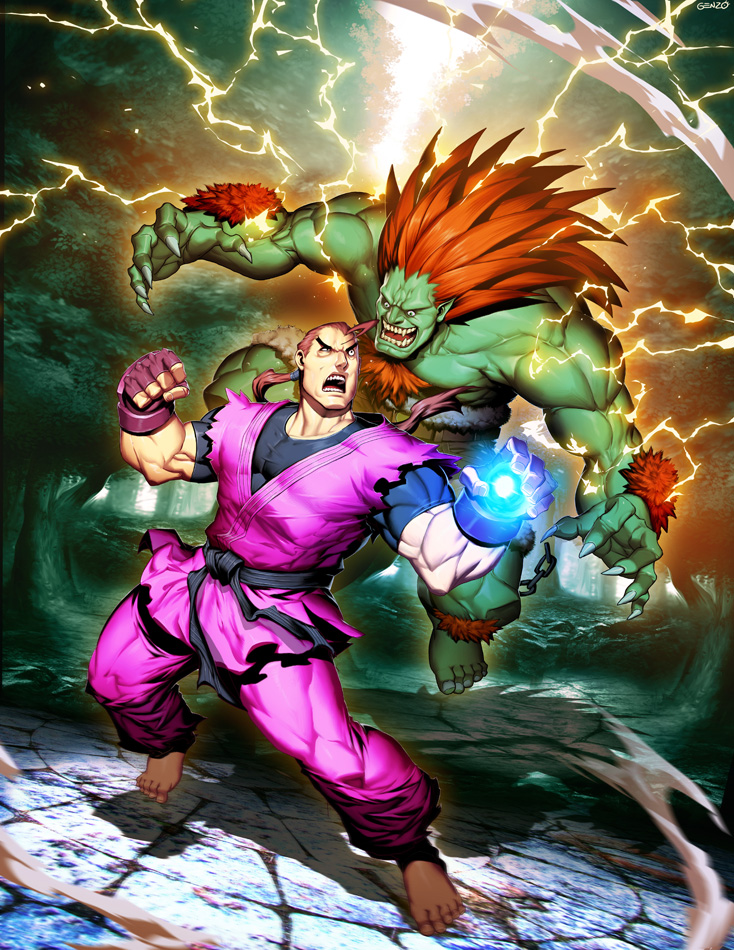 Street Fighter Desktop Art - Guile vs Blanka