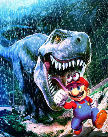 Super Mario oddysey in Jurassic Park