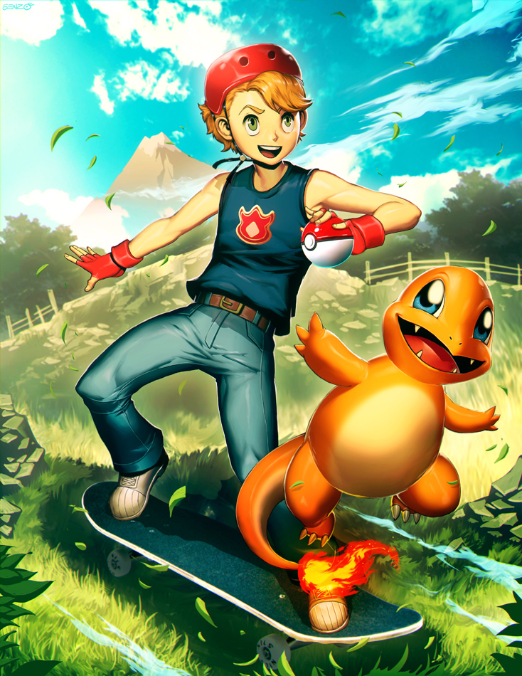 Skate and Charmander by GENZOMAN
