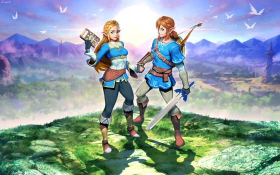 Breath of the Wild - Zelda and Link