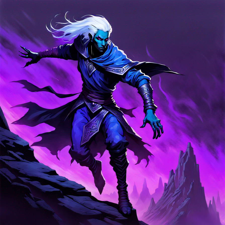 Male Drow running over a precipice by Neranella on DeviantArt