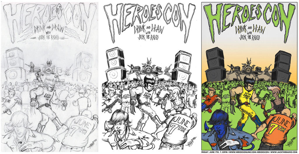 Heroes Con: Rock, Drink 'n' Draw poster PROCESS!