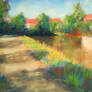 Stroll by the river (pastel painting) SOLD