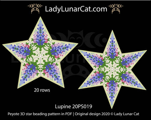 3d peyote star pattern  Lupine 20PS019