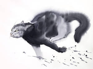 [Watercolor] Running cat