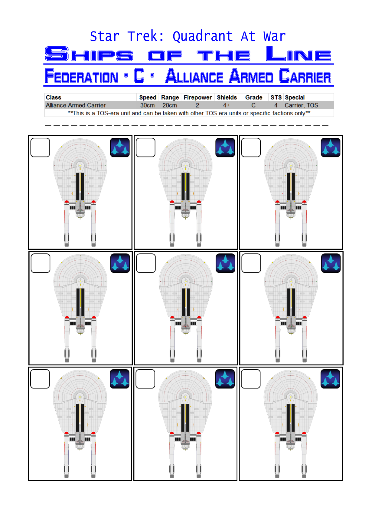 Ships of the Line- Federation TOS Alliance Carrier