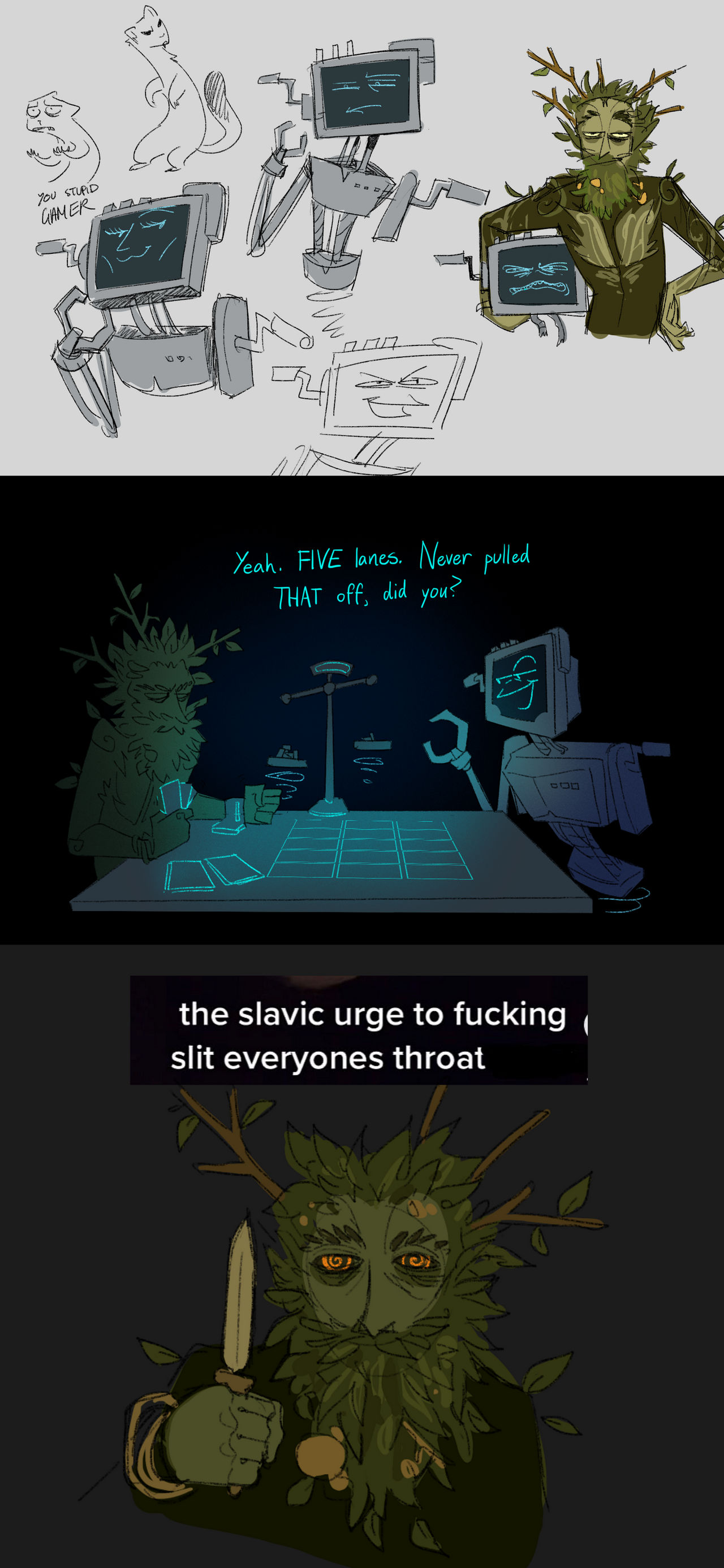 (INSCRYPTION SPOILERS) Leshy and P03 doodles by bright-goat on DeviantArt