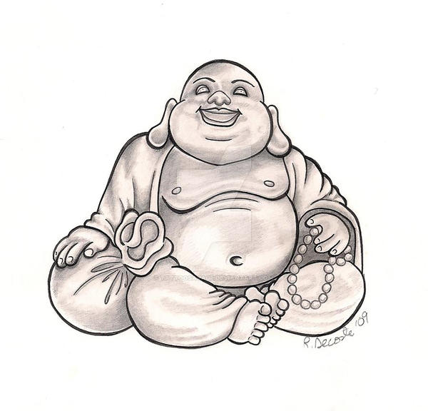 Happy Buddha Outline 576x600 Buddha by TattooSavage on DeviantArt