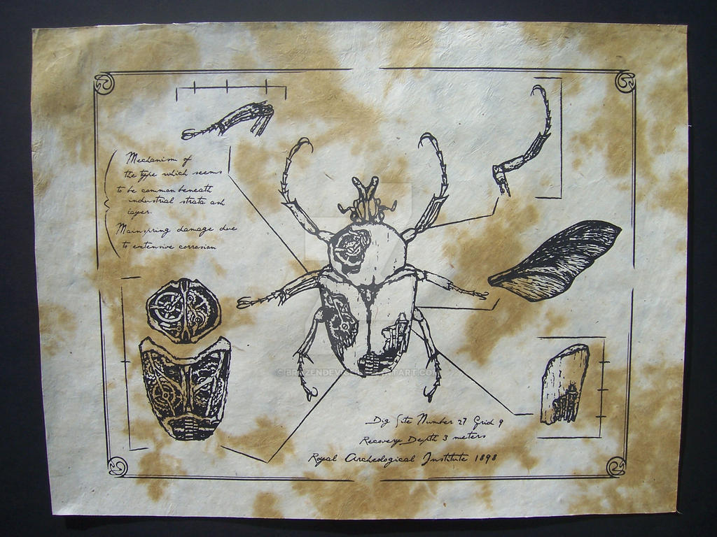 Clockwork Mechanical Beetle Schematic Blueprint