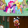 Moxxie is Touched By the Mane 6 hugging