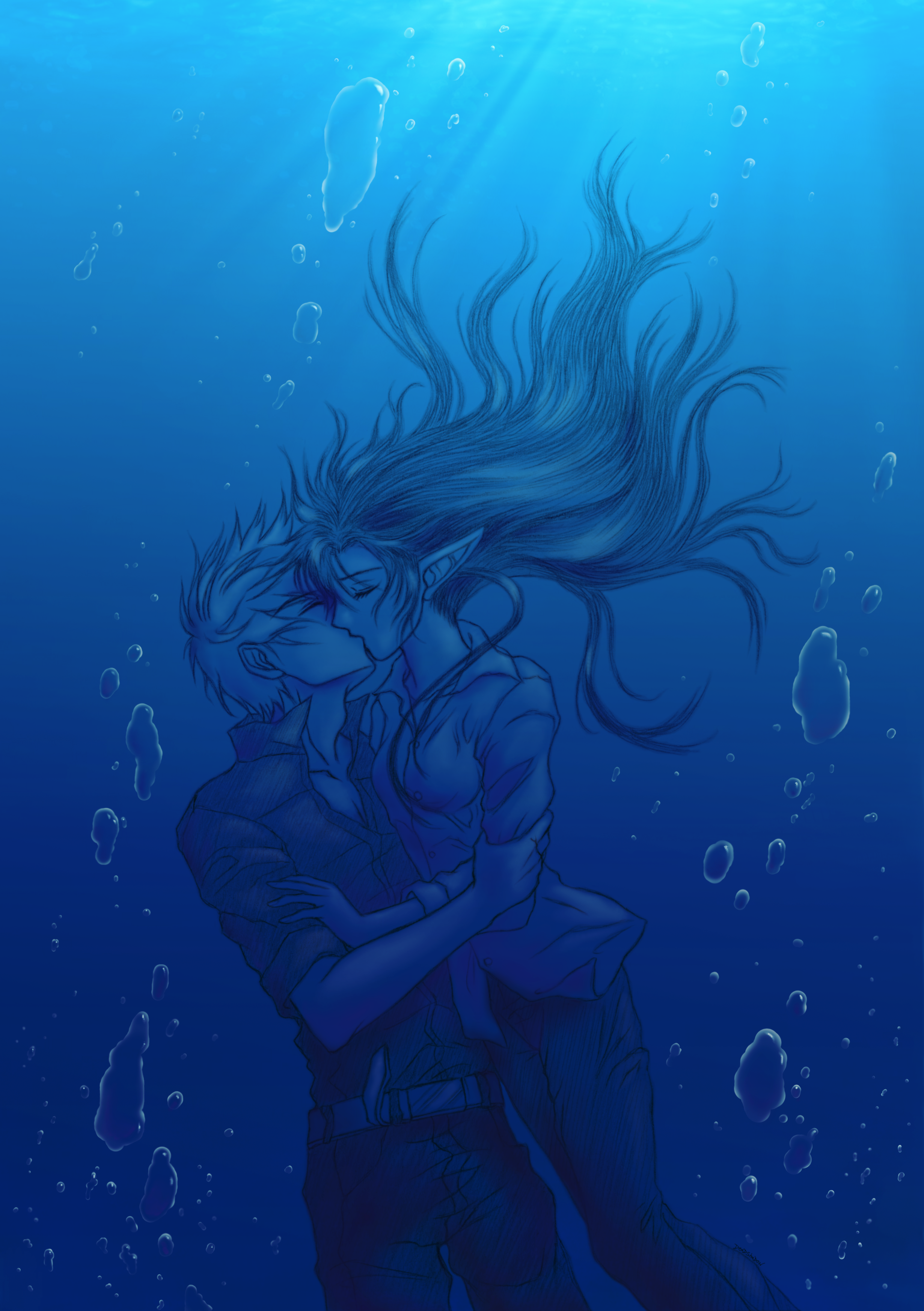 Underwater kiss