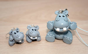 hippo keyring and earrings
