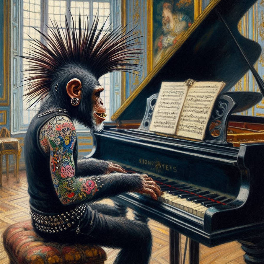 Chimp Punk Punk Piano Chimpanzee by Wooki7874 on DeviantArt