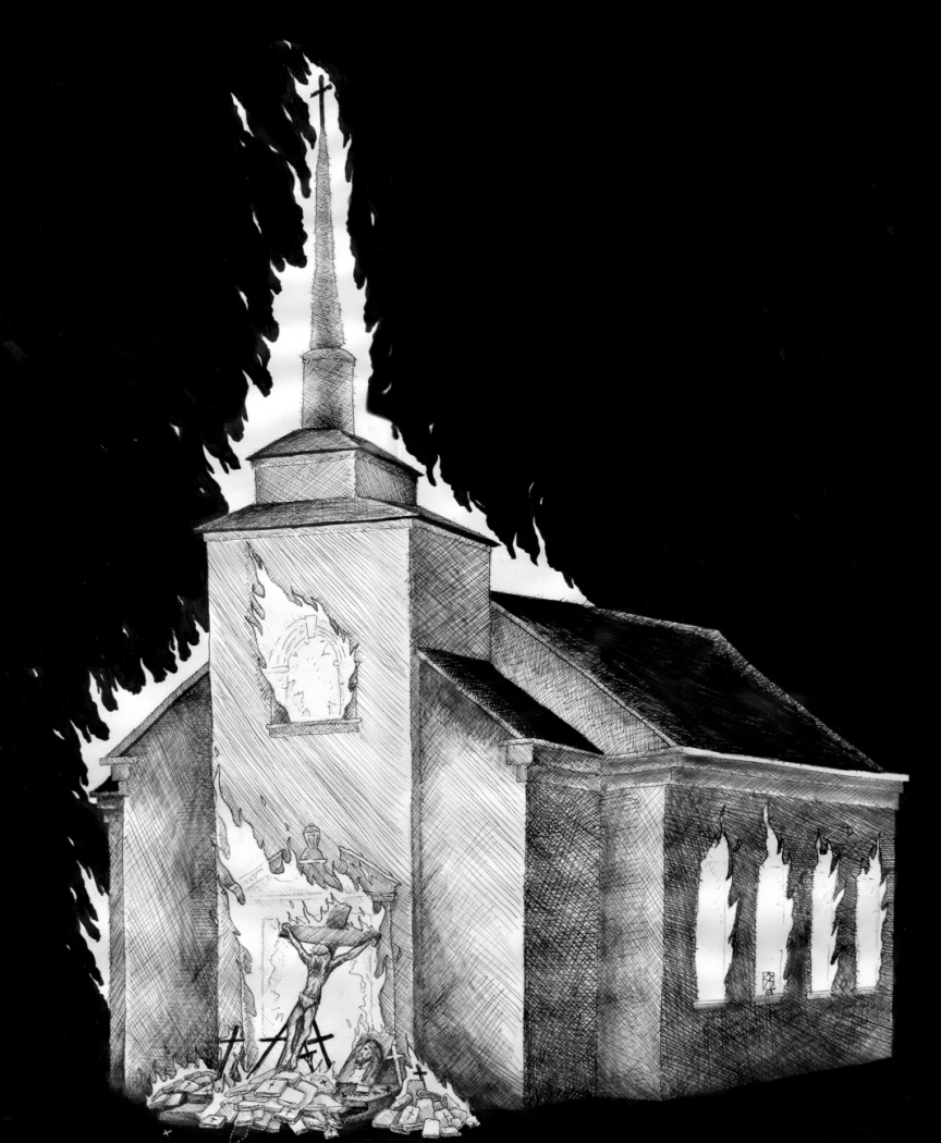 Burning church